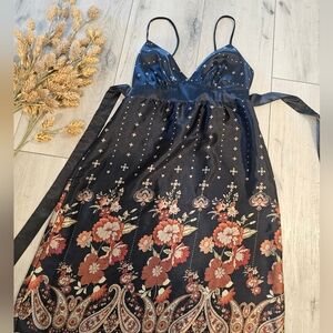 Y2k Floral Forever Dress Black And Rust. Medium